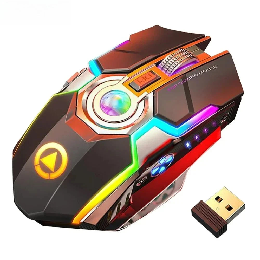 Rechargeable 2.4G Wireless Gaming Mouse Ergonomic RGB Backlit Silent 7‑Button 1600DPI Optical Mice for PC Laptop Dota 2 Gamer