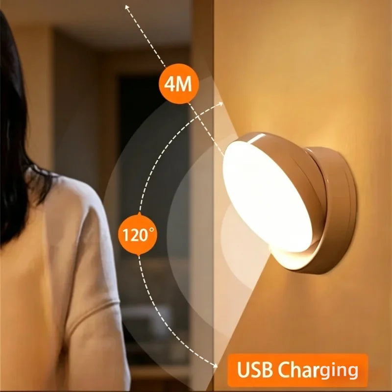 LED Night Light USB Charging Intelligent Human Induction Motion Sensor Light for Bedside Cabinet Home Wardrobe Lighting