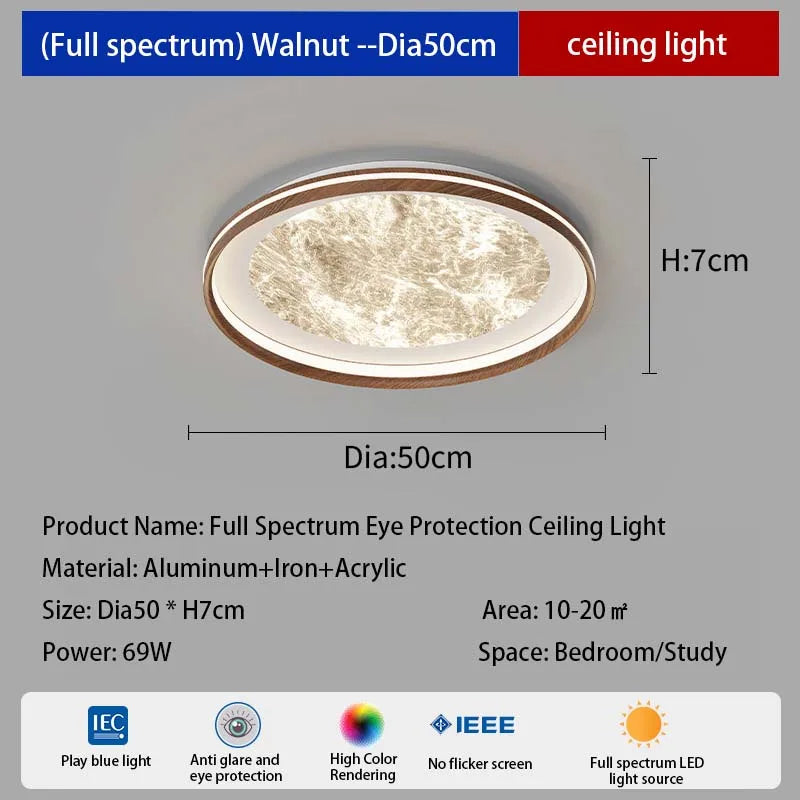 LED antique style living room, dining room, bedroom ceiling light, simple cloud and fog eye protection walnut sky flower light