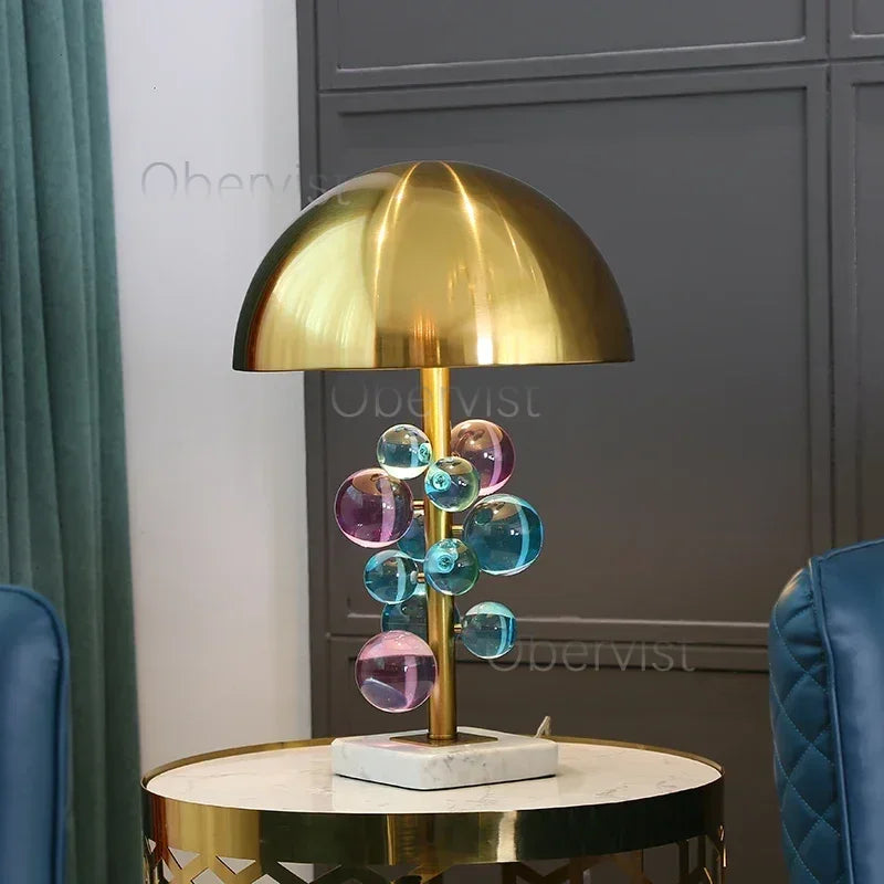 Light Luxury Creative Crystal Table Lamp Colorful Crystal Transparent Bedroom Study Table Lamp Postmodern Table Lamp Room Decor