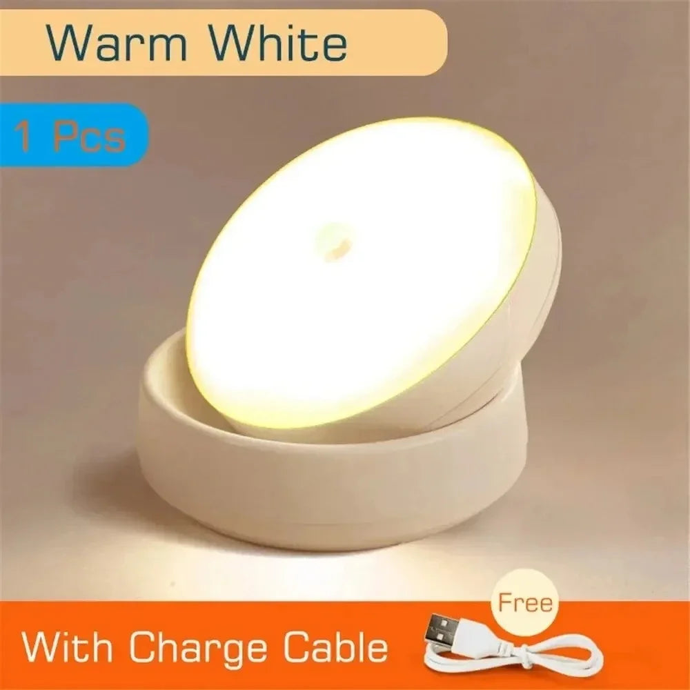 LED Night Light USB Charging Intelligent Human Induction Motion Sensor Light for Bedside Cabinet Home Wardrobe Lighting