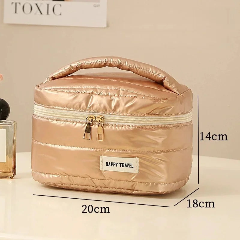 Travel Makeup Bag, Large Capacity Cosmetic Bags for Women, Portable Waterproof Toiletry Bag Makeup Organizer Bag with Handle