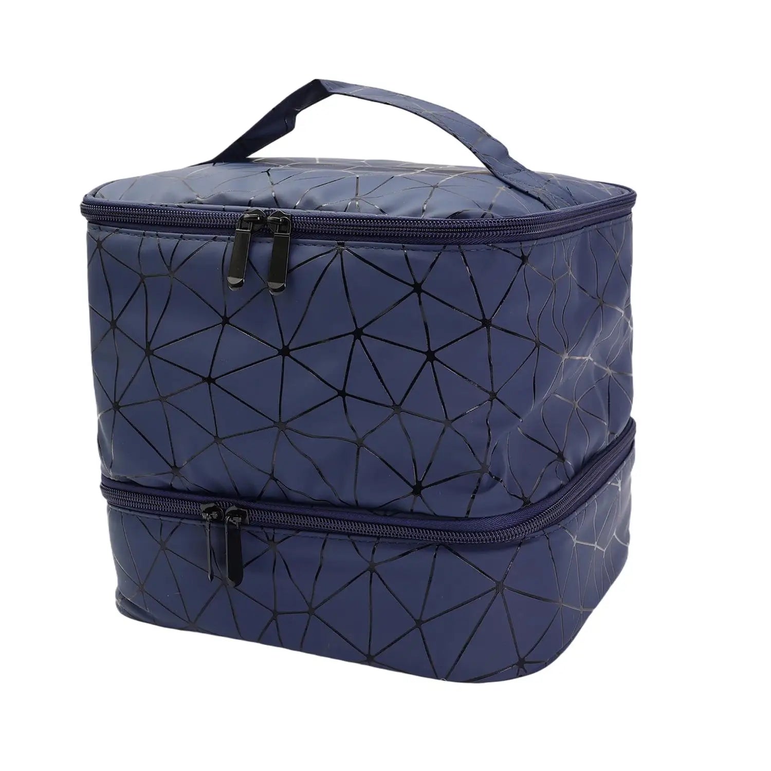 Travel Makeup Organizer Double Layer Cosmetic Bag PU Leather Waterproof Large Capacity Toiletry Storage Case Portable Beauty Bag