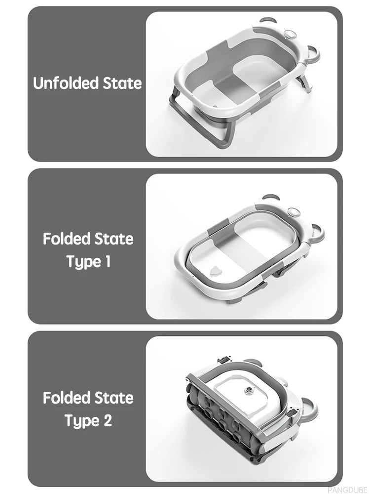 PANGDUBE Portable Foldable Baby Bathtub with Floating Bath Mat, Travel Bathtub for Newborn 0-36 Months, Temperature Sensor