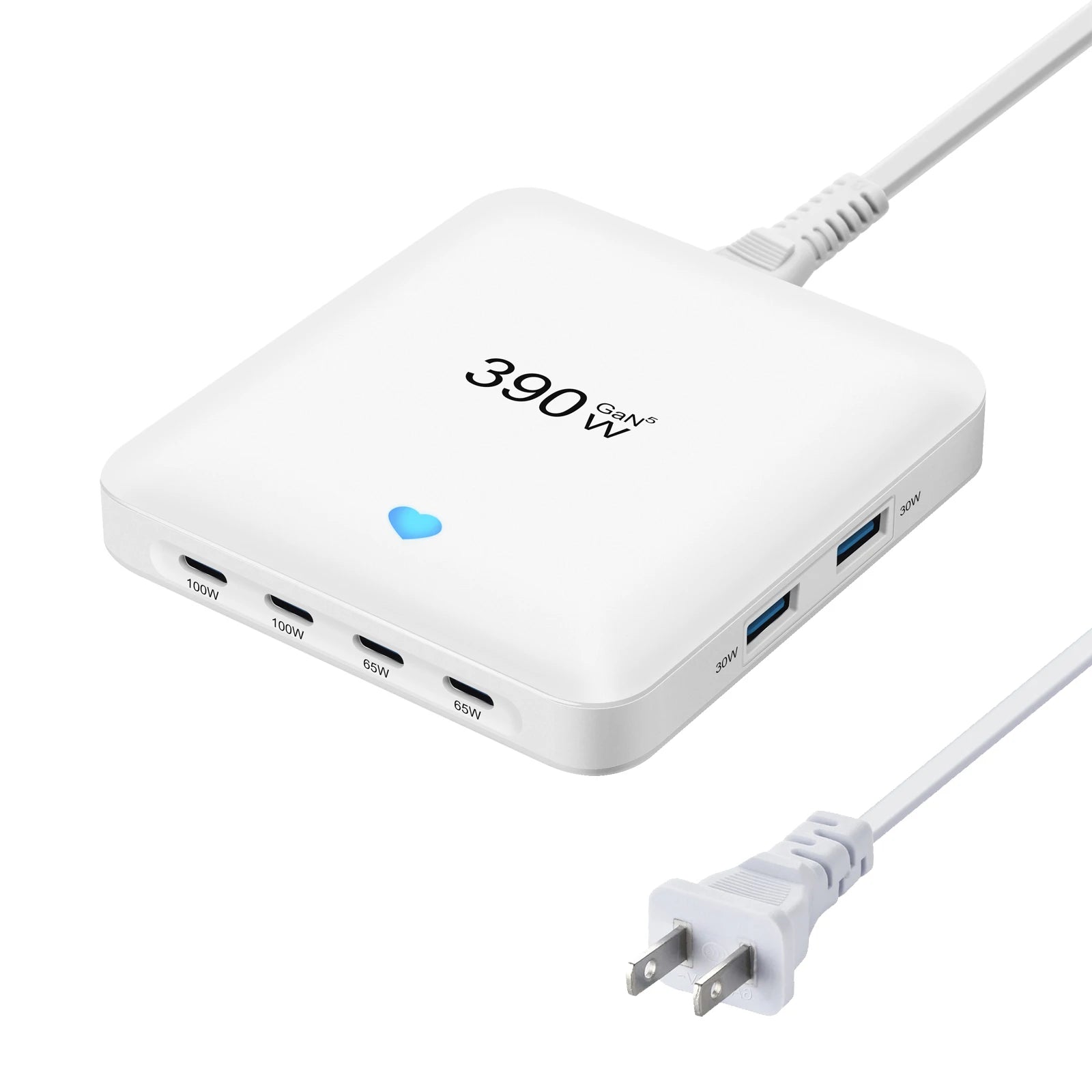 GaN Desktop Charger for Phones, Tablets and More, All-New, 4C2A, Multi-Port Charging, Fast Charge, 390W