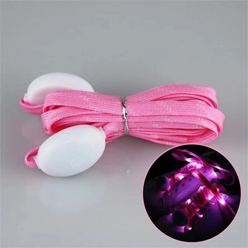 New LED Sport Shoe Laces Luminous Shoelaces Glow Shoe Strings Round Flash Light Shoelaces No Tie Lazy Shoe Laces Party Decor