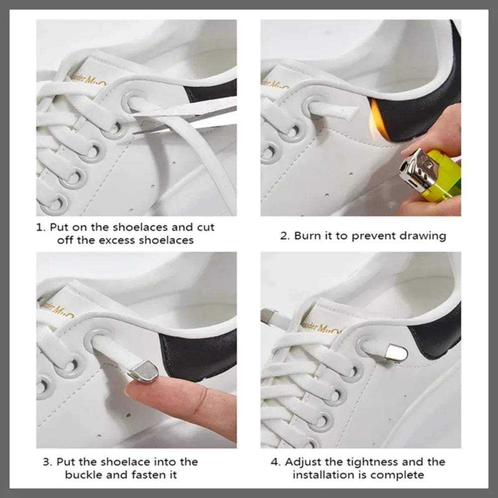 8MM Flat Elastic No Tie Shoelaces Quick Lazy Shoe Laces for Men Women Kids Sneaker Accessories