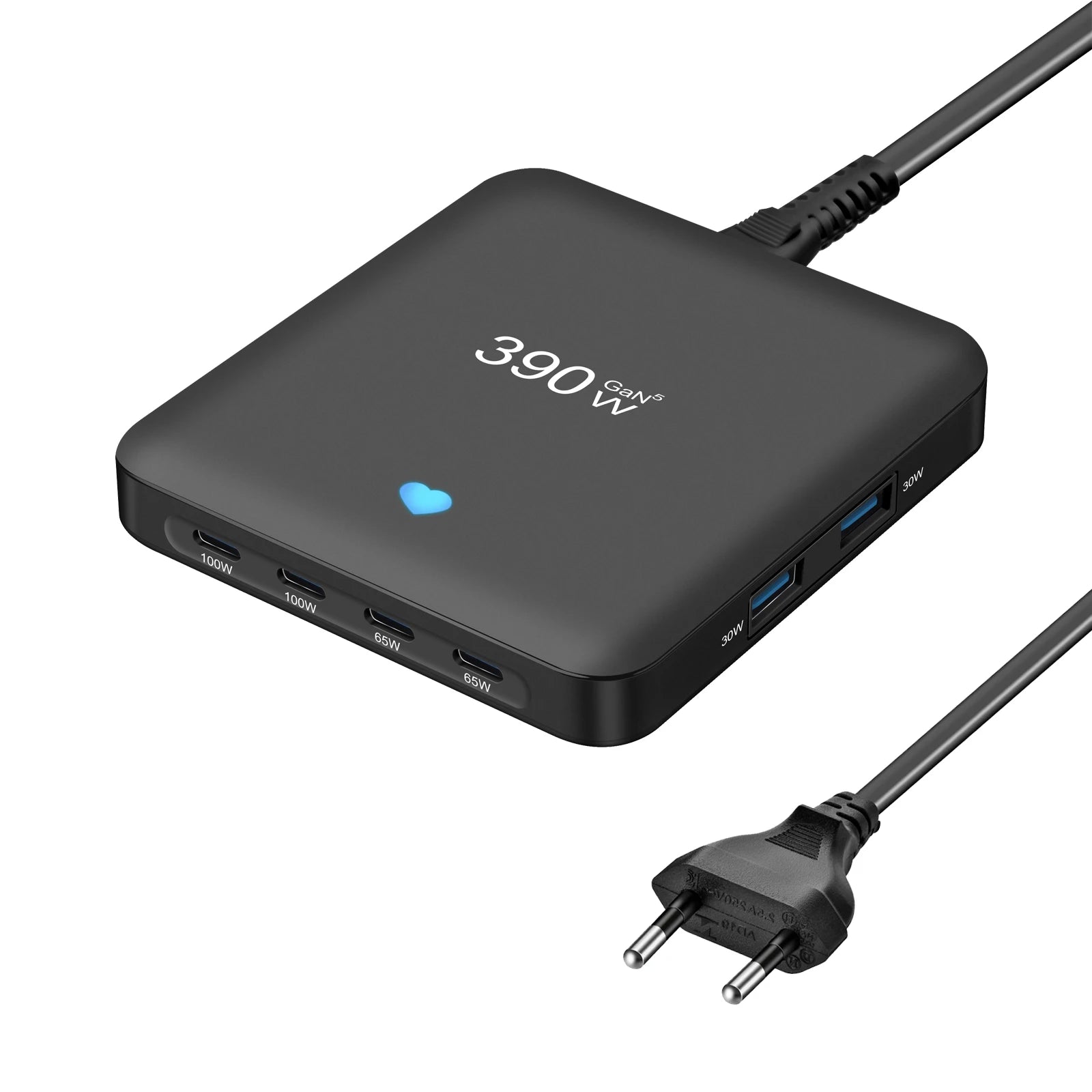 GaN Desktop Charger for Phones, Tablets and More, All-New, 4C2A, Multi-Port Charging, Fast Charge, 390W