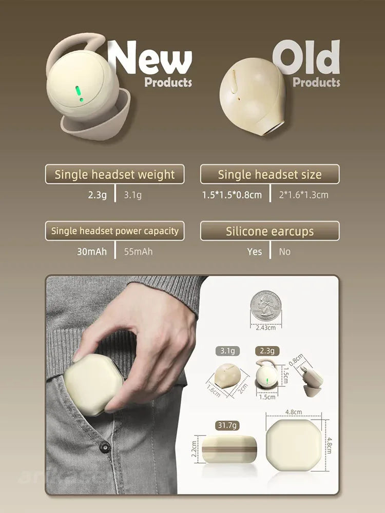 Sleeping Earbuds Bluetooth Mini invisible Small Bluetooth Eraphones Mini Comfortable Noise Blocking for Side Sleeping Home Work
