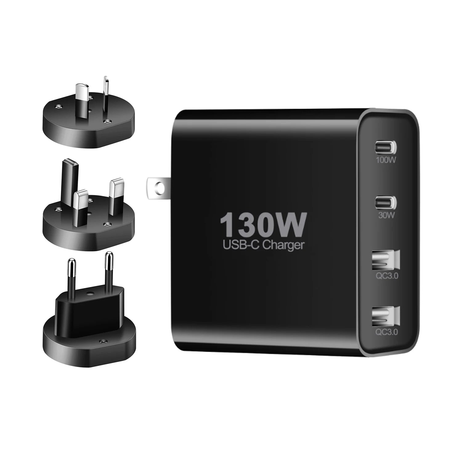 GaN Charger, 130W USB C Wall Charger, 4 Ports Foldable GaN Charger, Fast Charger for iPhone 14/Pro Max/SE/11/XR/XS, IPAD Sams