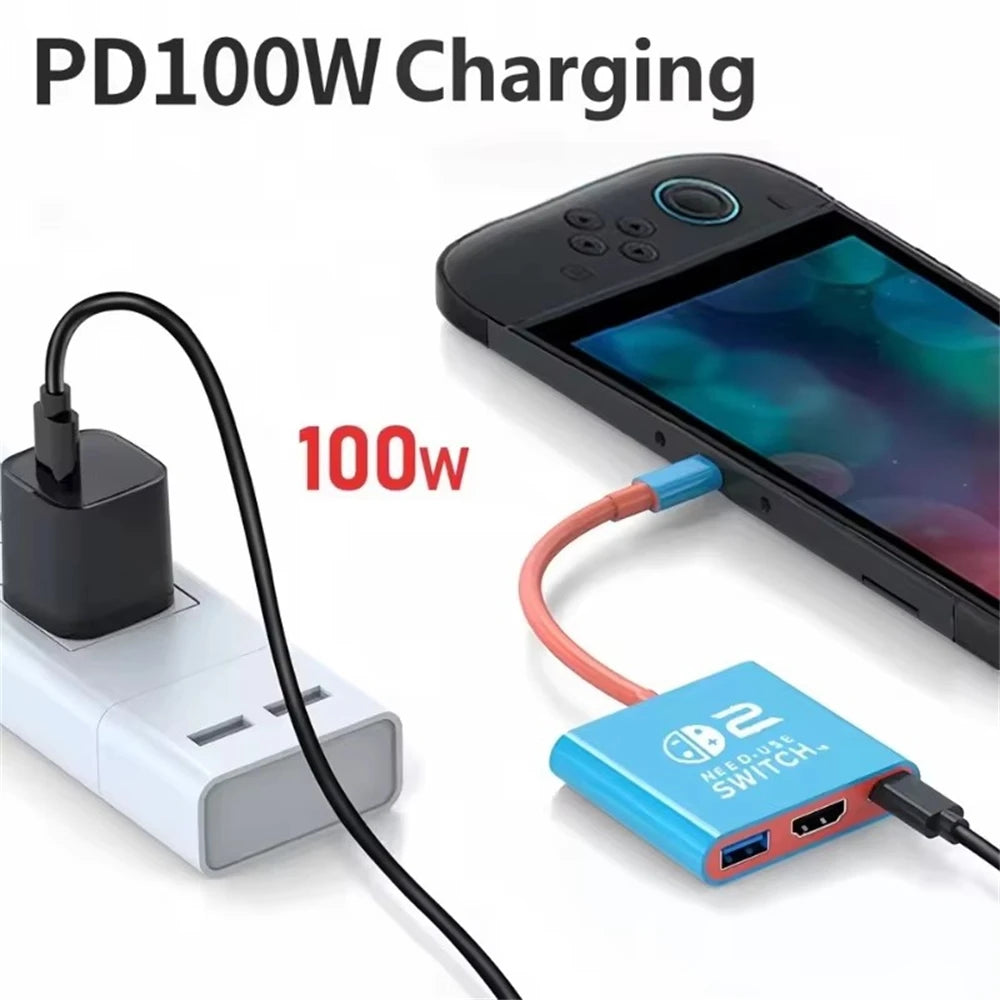 3 In 1 USB C Docking Station USB 3.0 Type-C to HDMI-compatible 4K, Multifunctional Docking Station for Switch/Laptop Phone