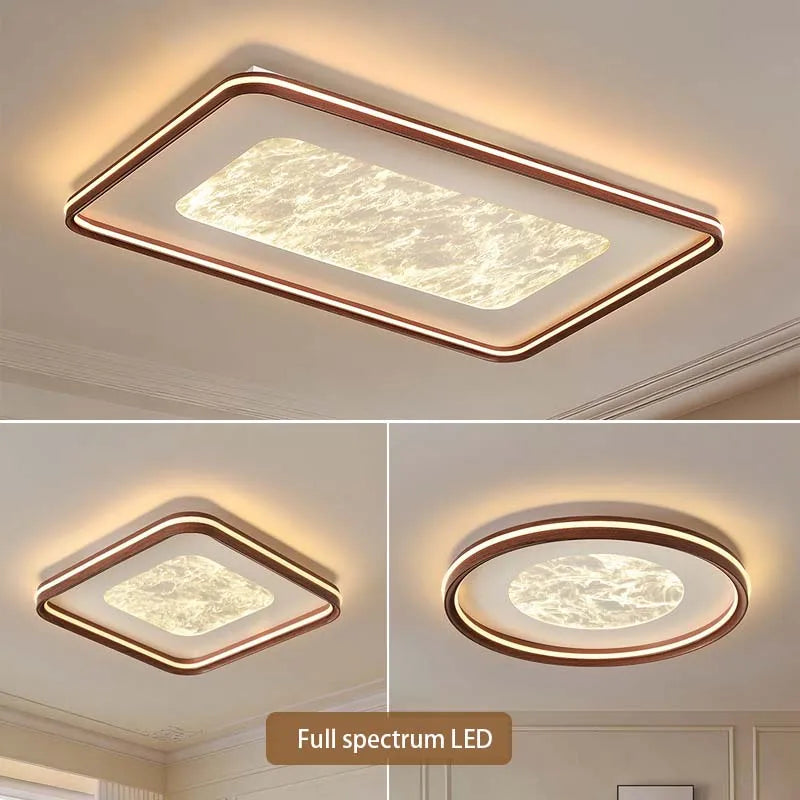 LED antique style living room, dining room, bedroom ceiling light, simple cloud and fog eye protection walnut sky flower light