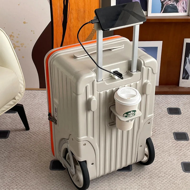 Carry on Luggage Side-opening Suitcase Travel Suitcase Super Large Wheels 20-inch Carry-on Suitcase شنط سفر كبيرة بعجلات