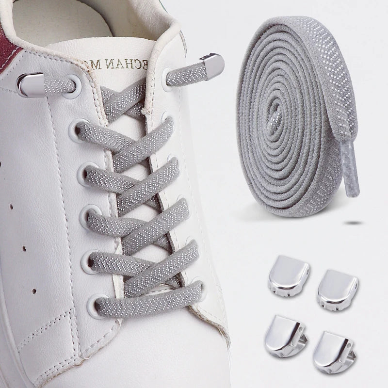 New Elastic Laces Sneakers Tennis Lock Shoelaces Without Ties No Tie Shoelaces Unisex Kids Adult Flat Shoelace Shoe Accessories