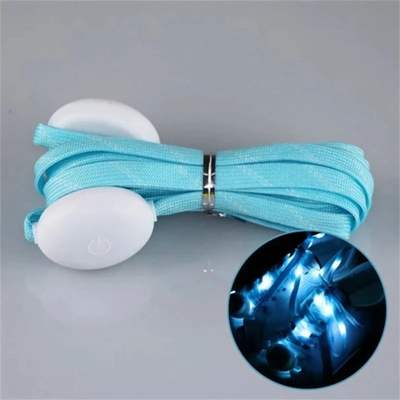 New LED Sport Shoe Laces Luminous Shoelaces Glow Shoe Strings Round Flash Light Shoelaces No Tie Lazy Shoe Laces Party Decor
