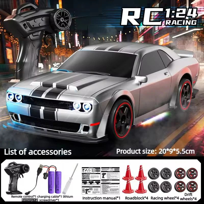 RC Drift Car 1:24 Remote Control Car for Adult 4WD High Speed RC Cars with LED Lights 2.4G Extra Drifting Tires Vehicle Toy