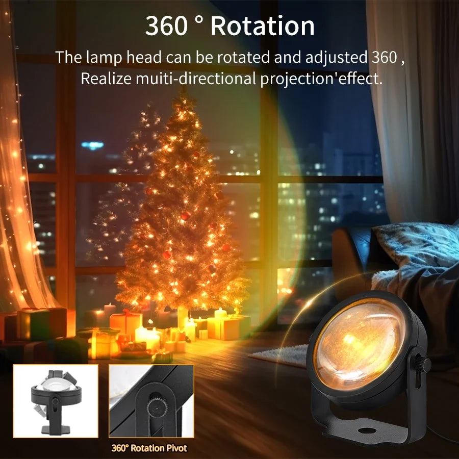 Smart Sunset Lamp Tuya USB Sunset Projector Light RGB Smart Life APP Remote For Room Photography Background Decor Lighting
