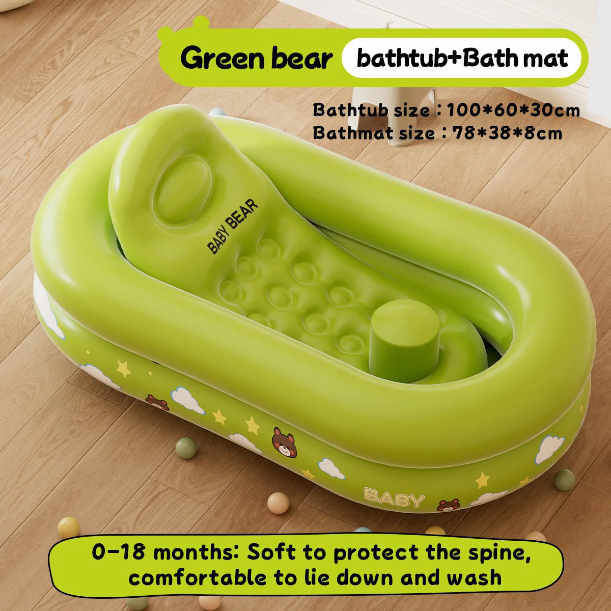 Inflatable Foldable Baby Bathtub Household Portable Shower Tub Newborn Infant Kids Bath Tub Sit And Lie Design Home Travel Use