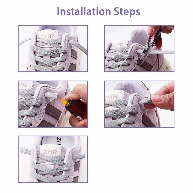New Elastic Laces Sneakers Tennis Lock Shoelaces Without Ties No Tie Shoelaces Unisex Kids Adult Flat Shoelace Shoe Accessories