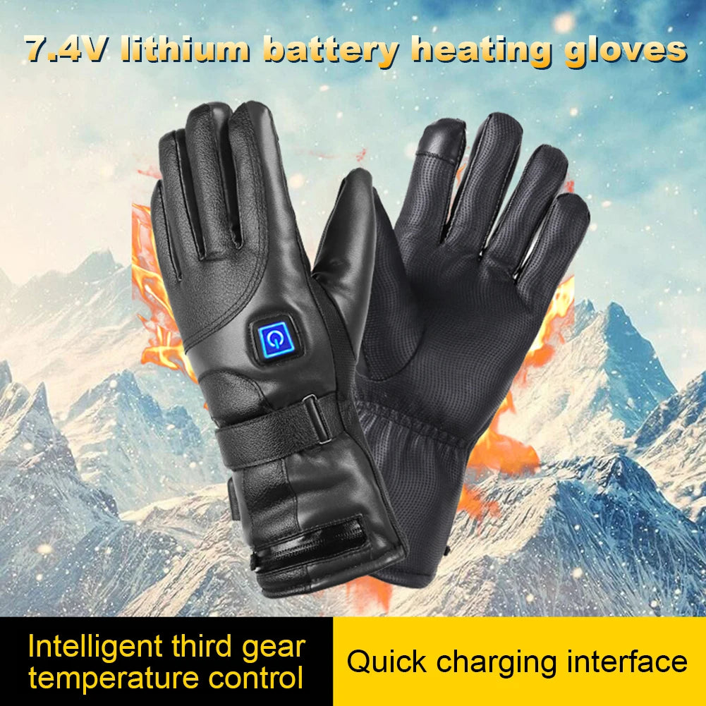 Winter Heating Gloves Electric Heated Gloves for Skiing Snowboarding Fishing Riding Waterproof Thermal Heat Gloves (No Battery)