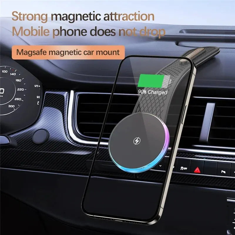 Magnetic Car Wireless Charger Car Phone Holder Mount Dashboard 15W Fast Car Charging for Macsafe iPhone 15 14 13 12 Pro Max Mini