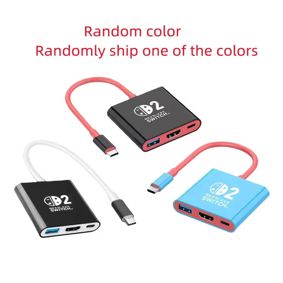 3 In 1 USB C Docking Station USB 3.0 Type-C to HDMI-compatible 4K, Multifunctional Docking Station for Switch/Laptop Phone