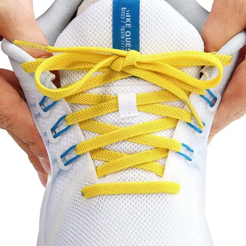 Classic Elastic Shoelaces Flat Sneakers Shoe Laces 7mm Width Shoelace for Kids Adults Shoe Lace Accessories Shoestring Fashion