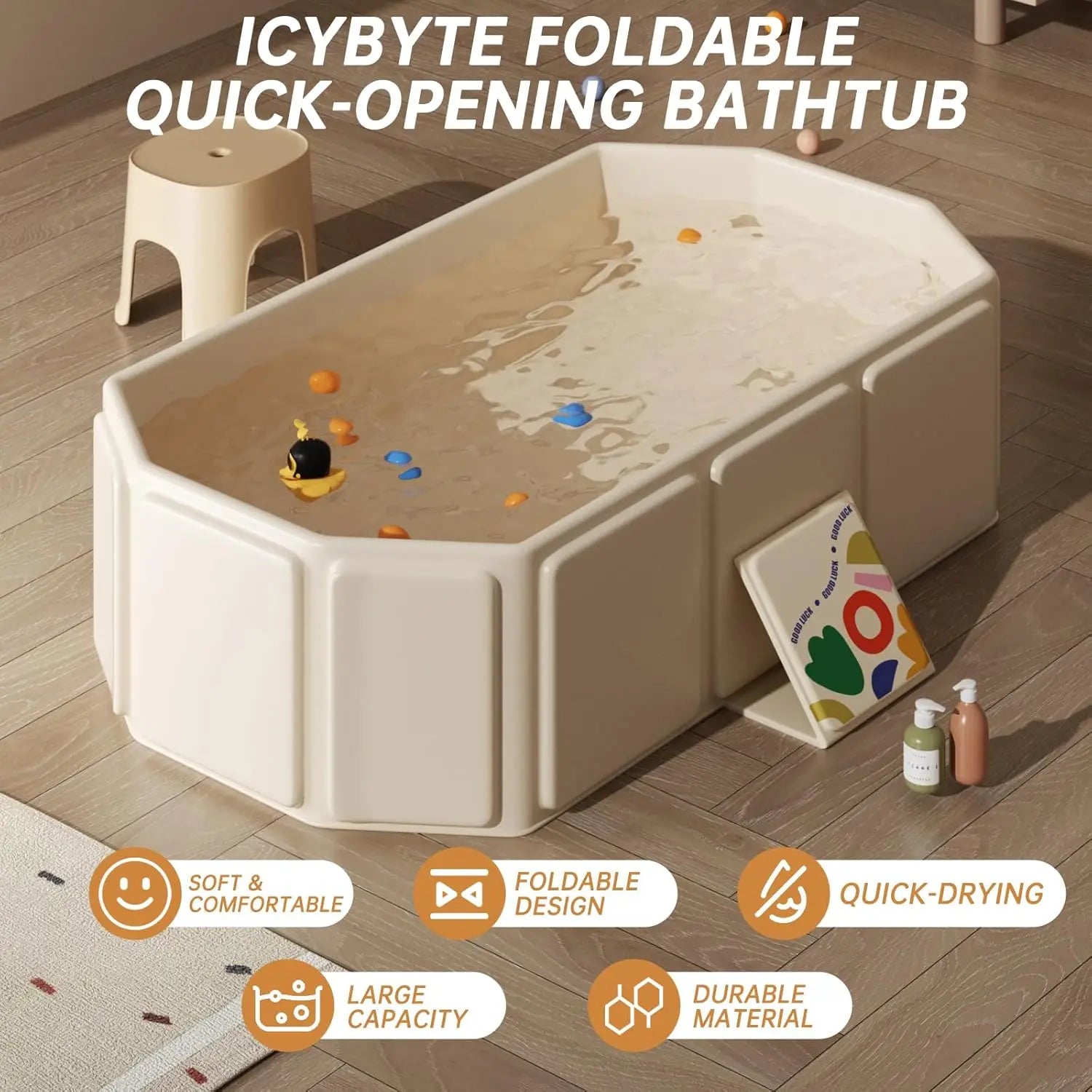 Foldable Bathtub for Kids Bath Tub with Drain Plug Foldable Baby Shower Tub Portable Bathroom Pool Cat Dog Wash Shower Basin
