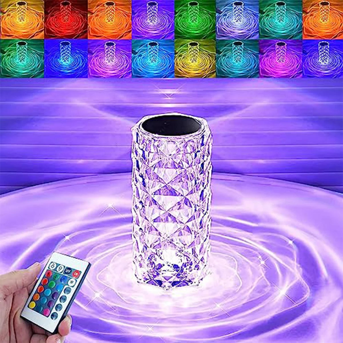 Crystal Rose Lamp Rgb Light Touch Rechargeable Bar For Bedroom Decorative Remote Control Table Dimmable Cordless Portable Luxury