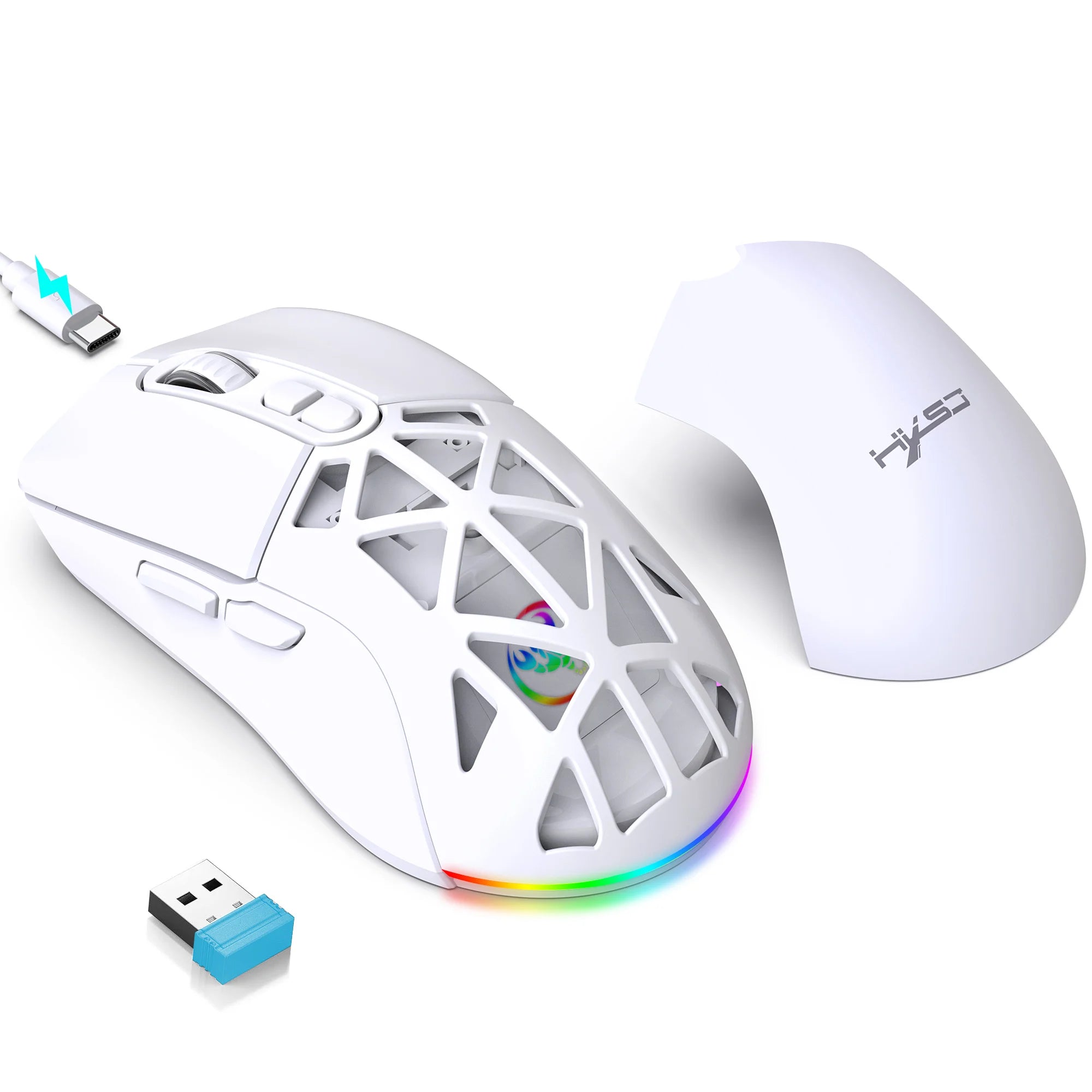 Wireless Gaming Mouse for Laptop, Ergonomic BT Mouse with Tri-Mode USB C Rechargeable Silent Mice for PC Computer Desktop