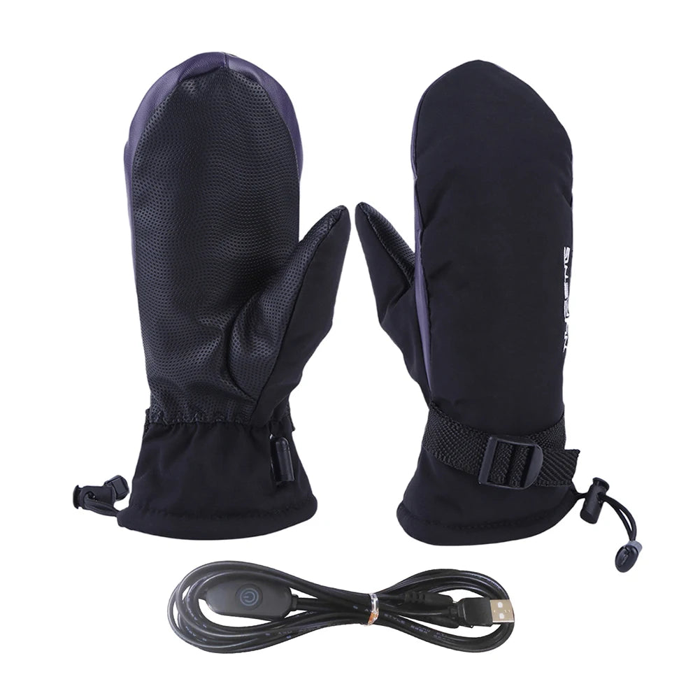 Electric Heating Gloves 3 Gears Temperature Motorcycle Gloves Climbing Skiing Mittens Cold-Proof USB Heated Gloves Hand Warmer