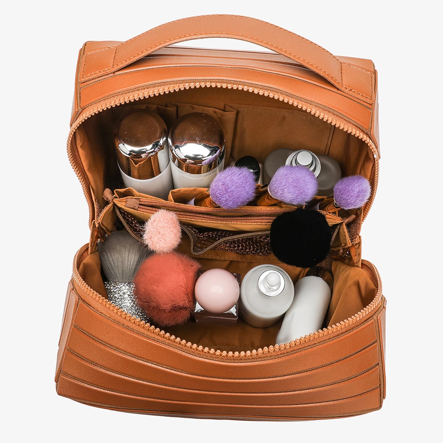 Makeup Bag Foldable Water Proof Makeup Organizer Large Capacity Travel Toiletries with Zip Closure Instantly Lays Flat Case