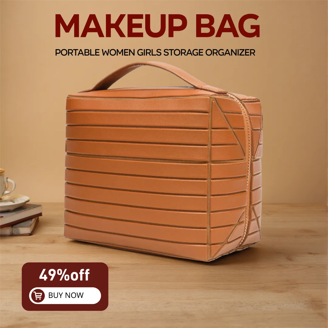 Makeup Bag Foldable Water Proof Makeup Organizer Large Capacity Travel Toiletries with Zip Closure Instantly Lays Flat Case