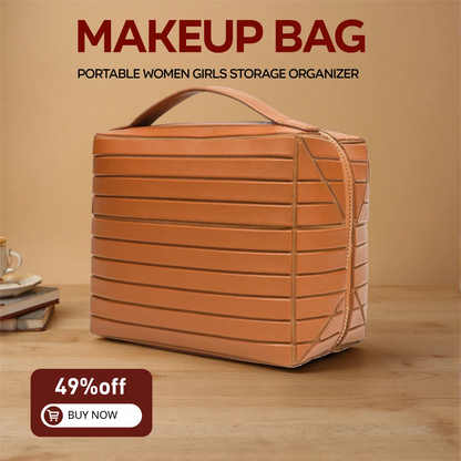Makeup Bag Foldable Water Proof Makeup Organizer Large Capacity Travel Toiletries with Zip Closure Instantly Lays Flat Case