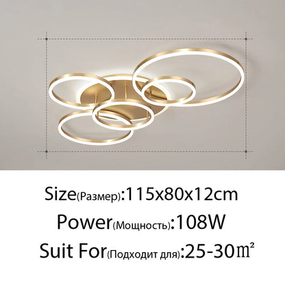 Modern LED Ceiling Chandelier Lighting For Living Study Room Bedroom Dimmable Home Gold Black Indoor Lighting decoration Lamps