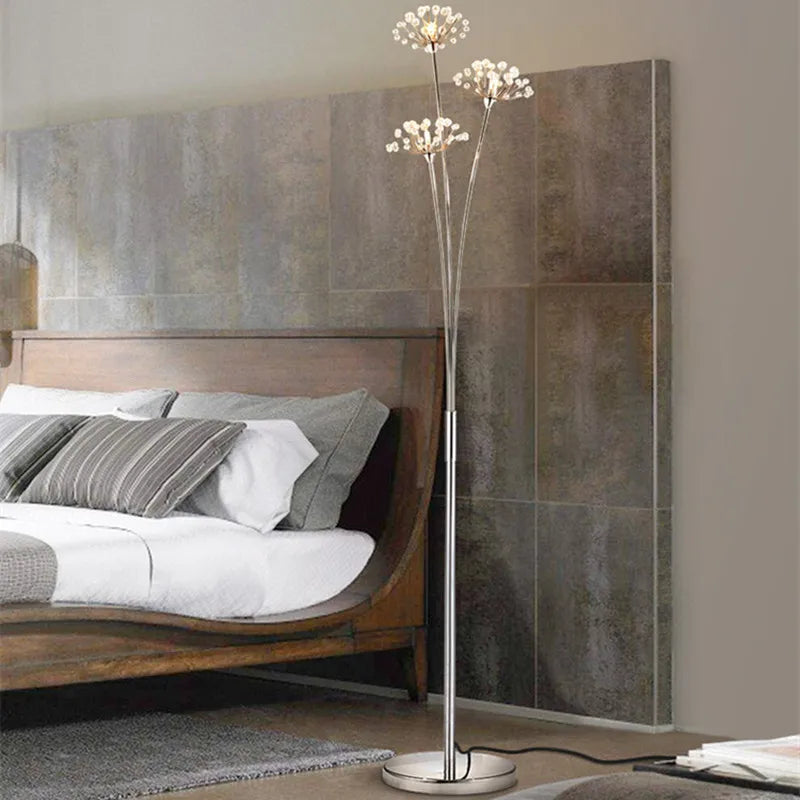Modern crystal floor lamp Creative Dandelion Lamps Fashion led design light Bedroom Living Room Study Decoration art floor lamps
