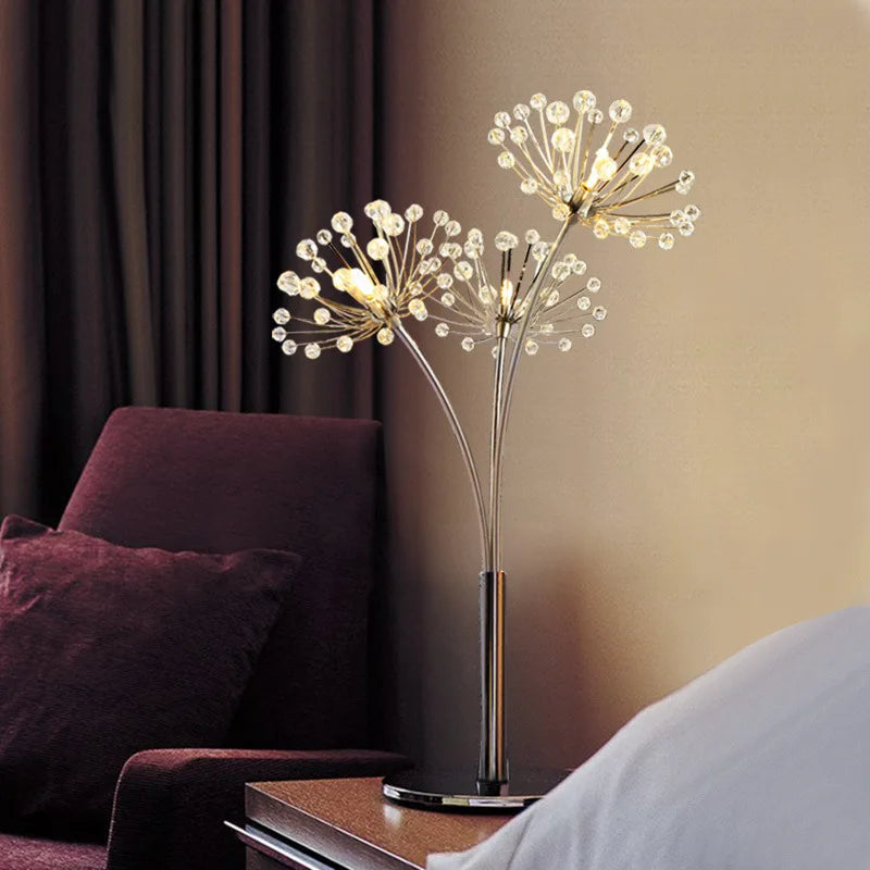 Modern crystal floor lamp Creative Dandelion Lamps Fashion led design light Bedroom Living Room Study Decoration art floor lamps