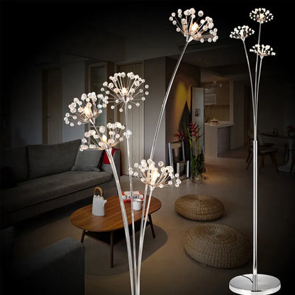 Modern crystal floor lamp Creative Dandelion Lamps Fashion led design light Bedroom Living Room Study Decoration art floor lamps