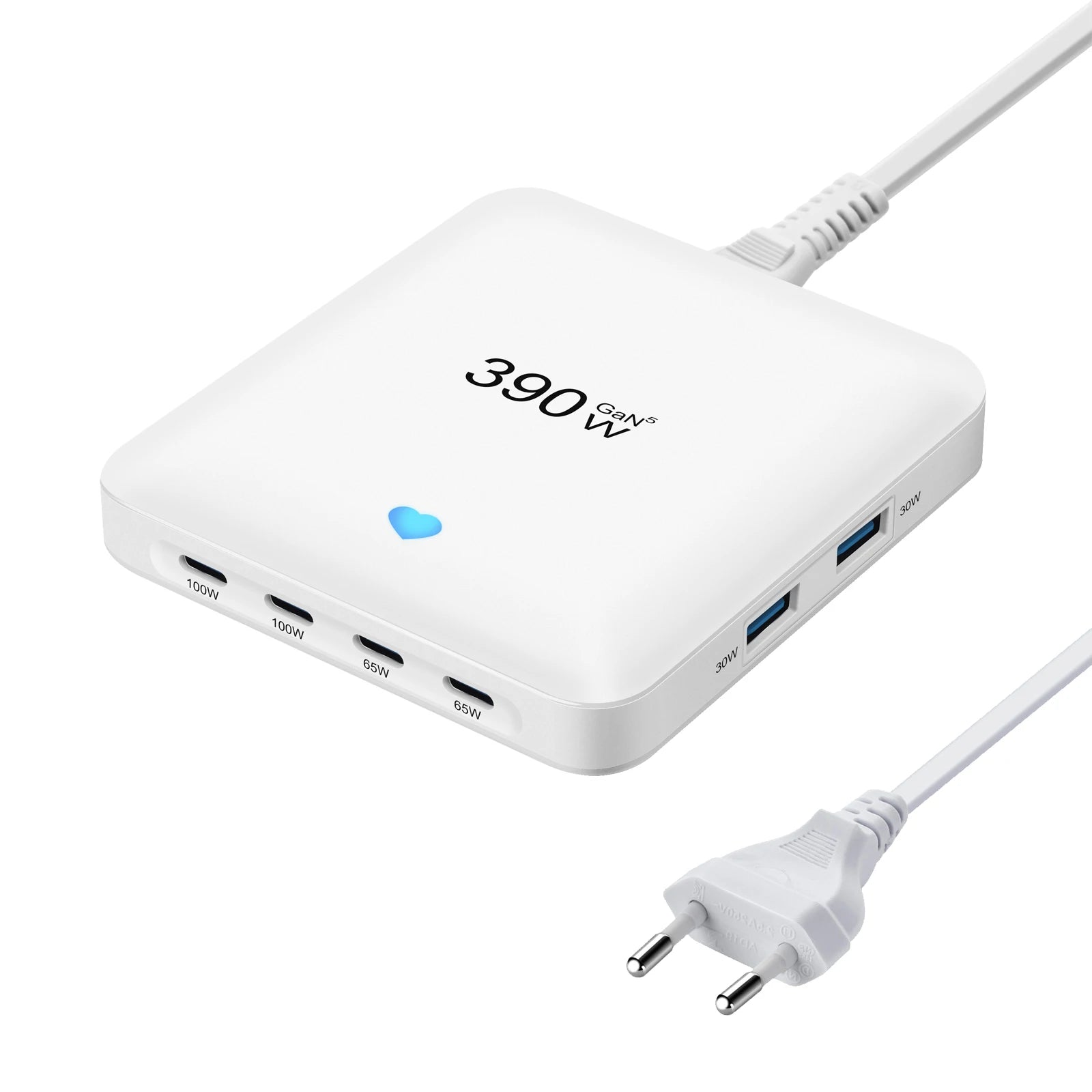 GaN Desktop Charger for Phones, Tablets and More, All-New, 4C2A, Multi-Port Charging, Fast Charge, 390W