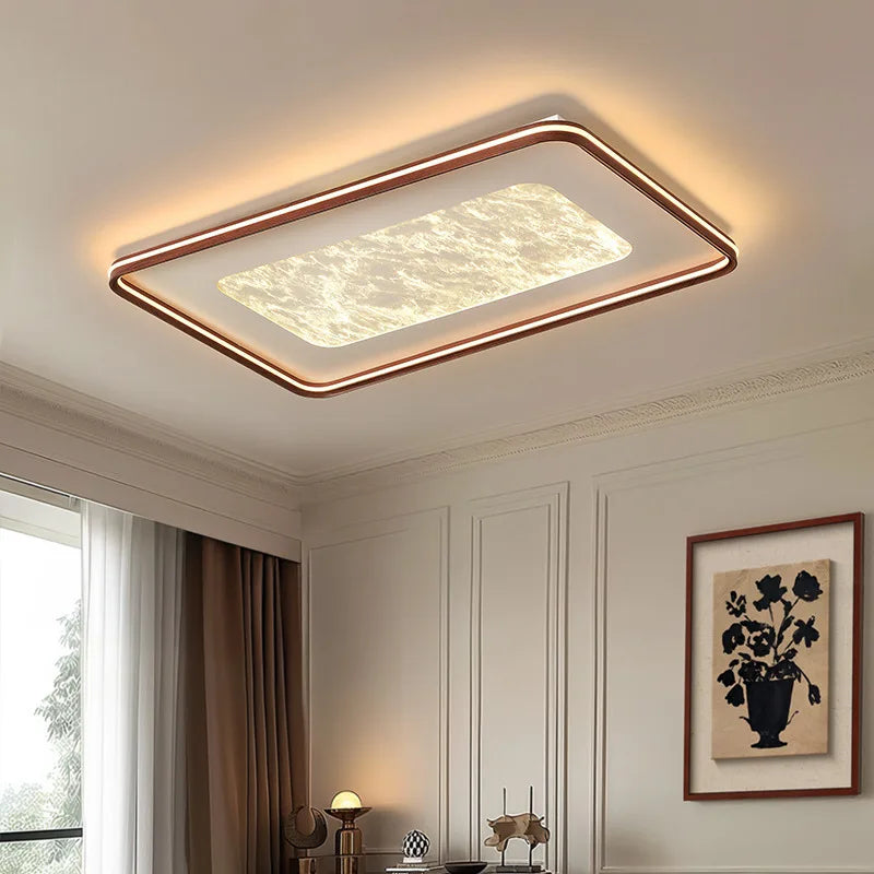 LED antique style living room, dining room, bedroom ceiling light, simple cloud and fog eye protection walnut sky flower light