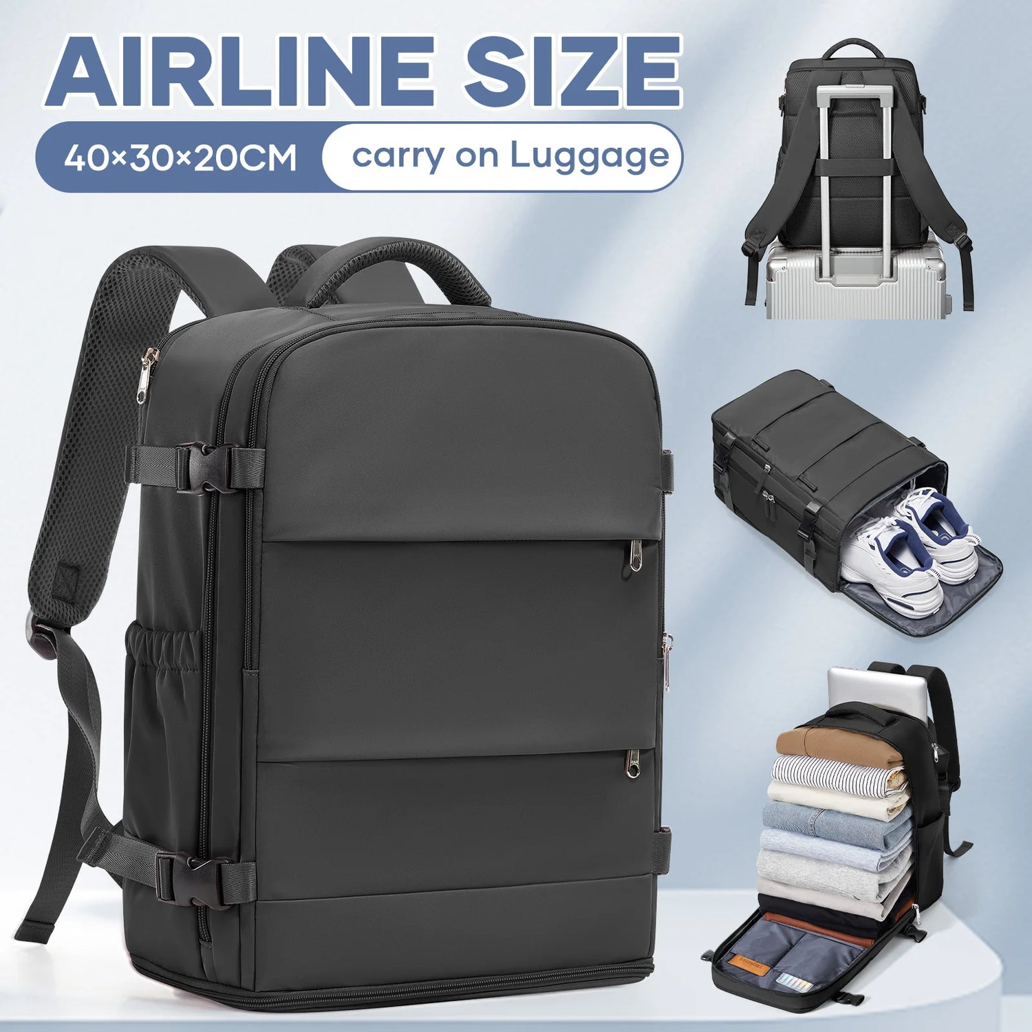 Hand Luggage Ryanair 40x30x20 Travel Backpack Carry-on Bag Aircraft Cabin max wizz air Backpack, Women&