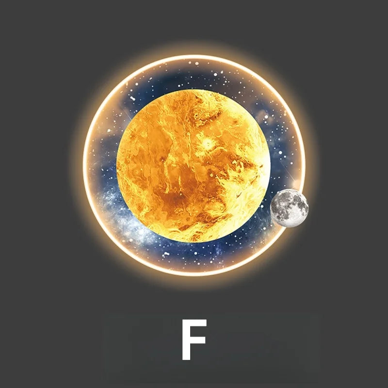 Light Luxury Moon Luminous Entrance Circular Painting Atmosphere Planet with Light Mural Light Bedroom Corridor Decorative Mural