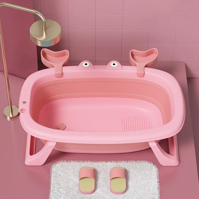 Foldable Baby Bathtub Portable Convenient Bathing Storage Shower Basin Can Sit Lie Down for Baby Newborn Infant Bathing Daily