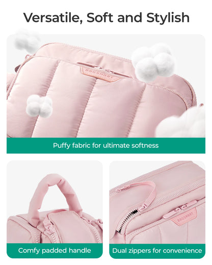 BAGSMART Travel Makeup Bag Cosmetic Organizer Case for Travel Essentials Toiletries Accessories Bottles Brushes