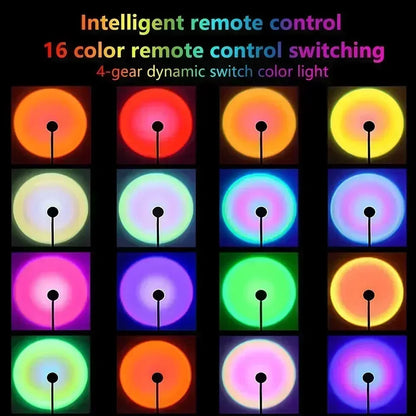Sunset Lamp USB Projector LED Night Light Adjustable 16 Colors Remote Control Atmosphere Mood Light for Home Room Photography