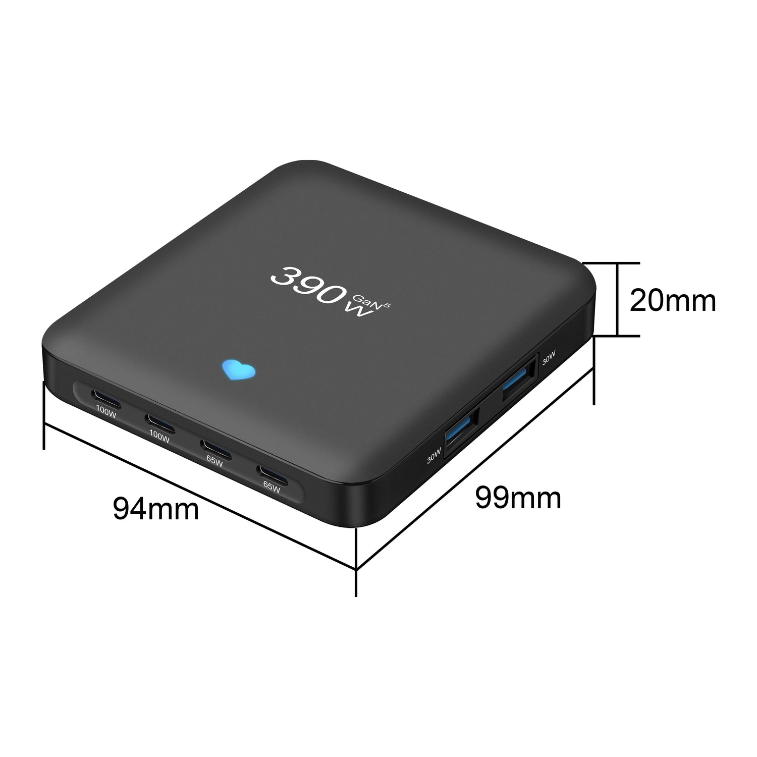 GaN Desktop Charger for Phones, Tablets and More, All-New, 4C2A, Multi-Port Charging, Fast Charge, 390W