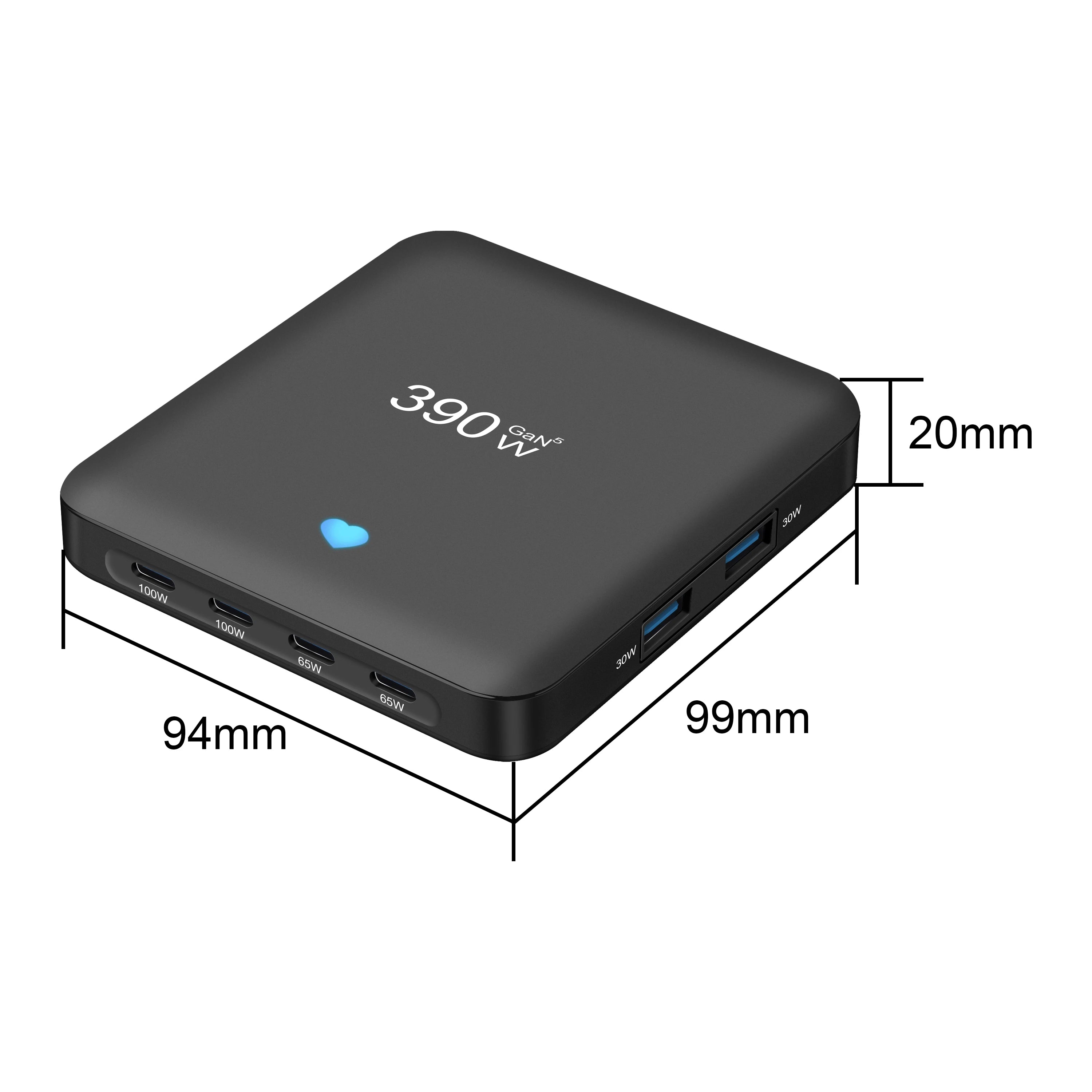 GaN Desktop Charger for Phones, Tablets and More, All-New, 4C2A, Multi-Port Charging, Fast Charge, 390W