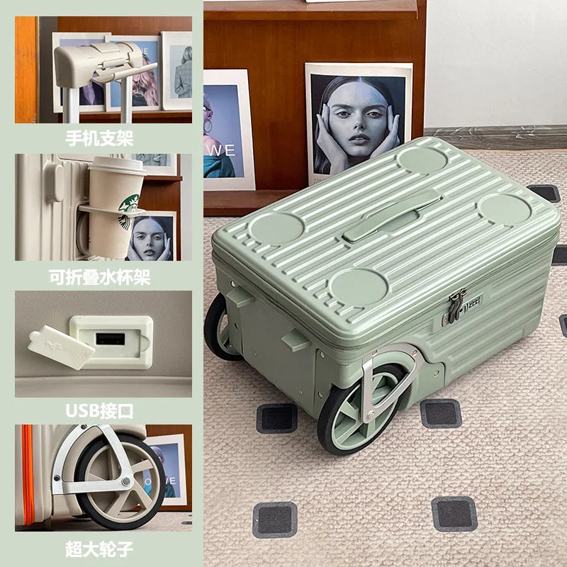 Carry on Luggage Side-opening Suitcase Travel Suitcase Super Large Wheels 20-inch Carry-on Suitcase شنط سفر كبيرة بعجلات
