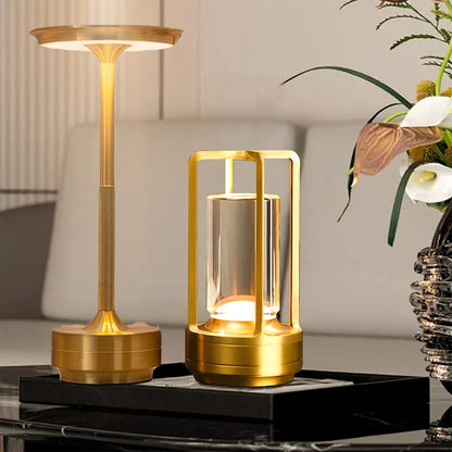 LED Table Lamp Aluminum Crystal Restaurant Bar Desk Lamp Dimming Atmosphere 5200mAh USB Charging Touch Switch Bedroom Decoration