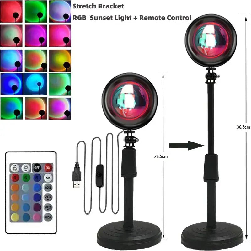 Sunset Projector Lamp Rainbow Atmosphere Night Light Sunset Light For Bedroom Room Decor Decoration Background Wall Table Lamp